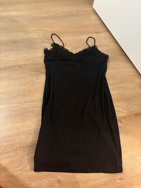 Black Lace Trim Slip Dress